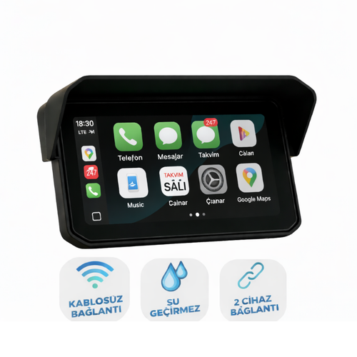 MotoEkran® Su Geçirmez Kablosuz CarPlay & Android Auto Ekranı