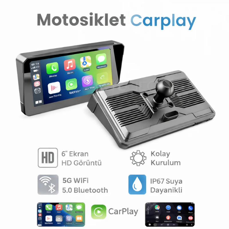 2'li Kamera + Kayıt Özellikli + Basınç Sensörlü CarPlay & Android Auto Ekranı